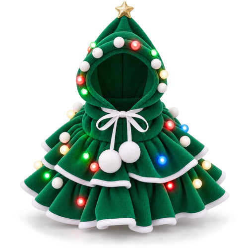Capa arbolito navideño verde con luces para perritos